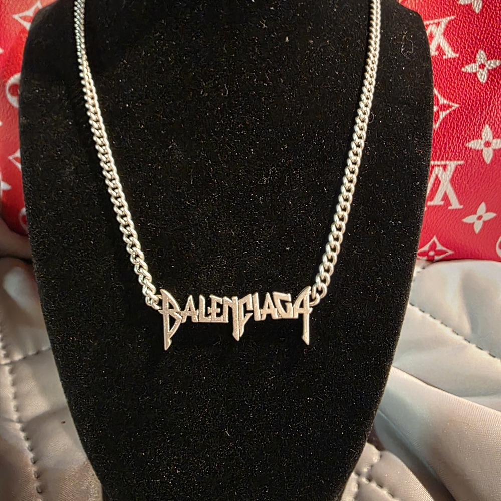 Balenciaga Silver Logo Necklace - Picture 3 of 6